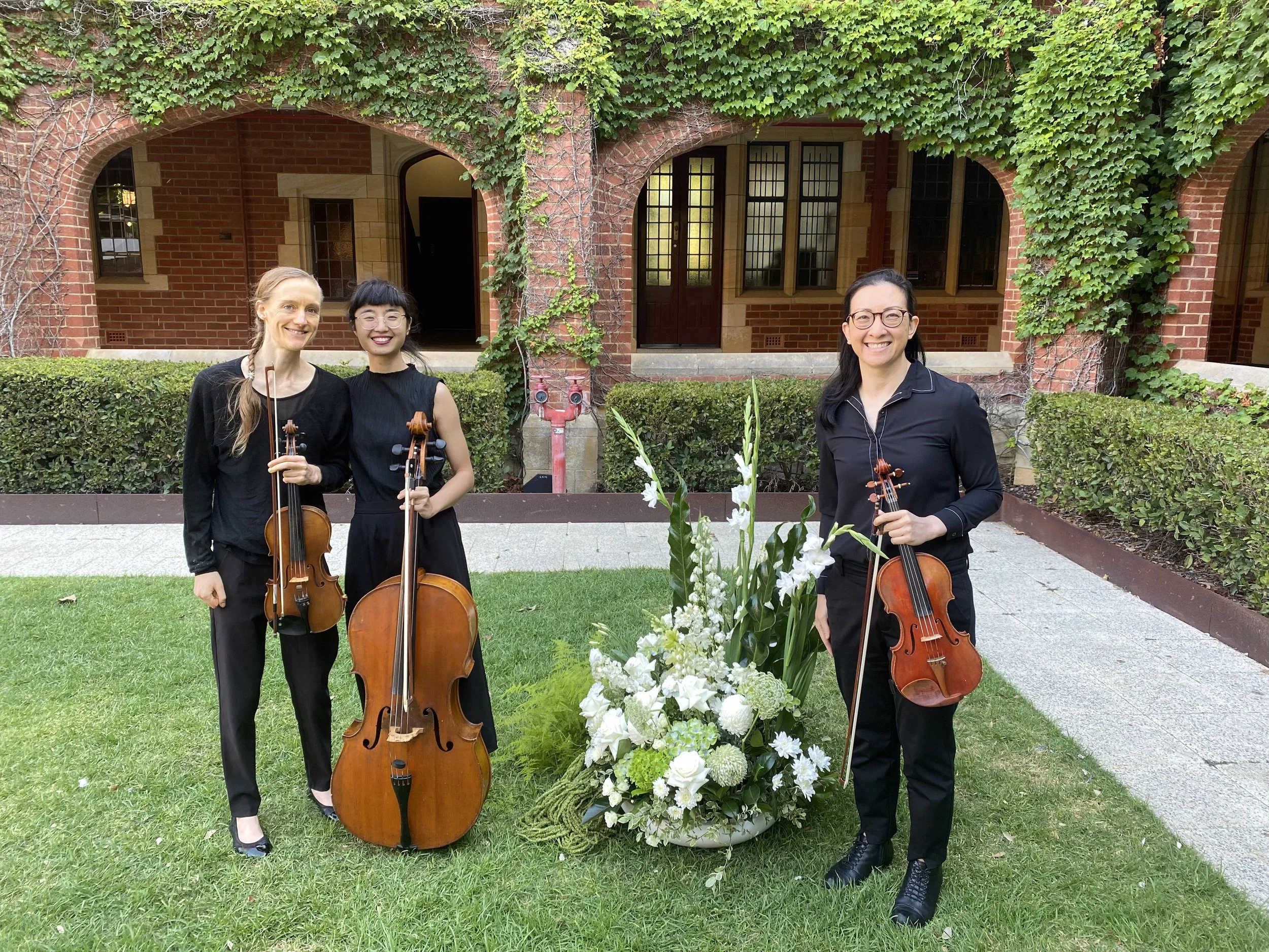 string trio musicians perth wedding uwa cellist