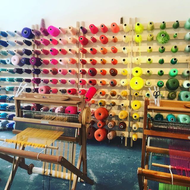 Spent the morning at the amazing @thelondonloom plotting a colab workshop... 🌈🌈🌈