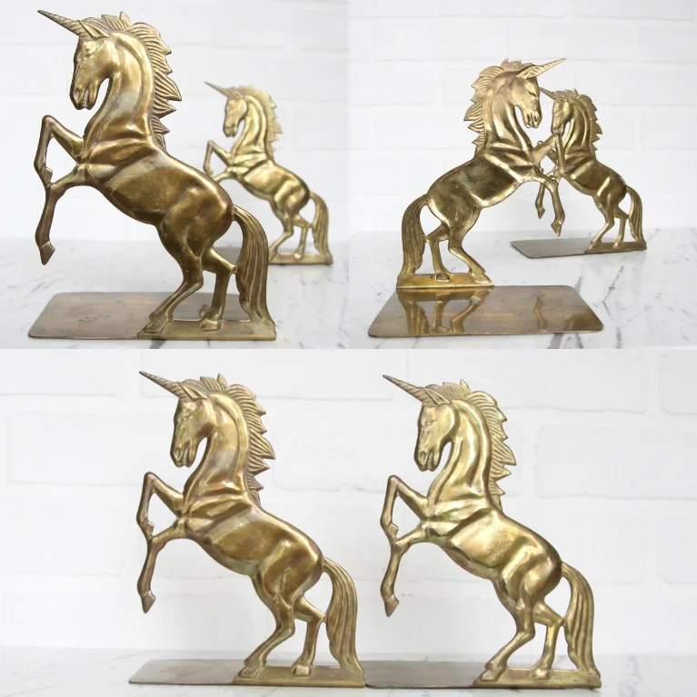 vintage brass unicorn bookends left coast revivals.2.jpg