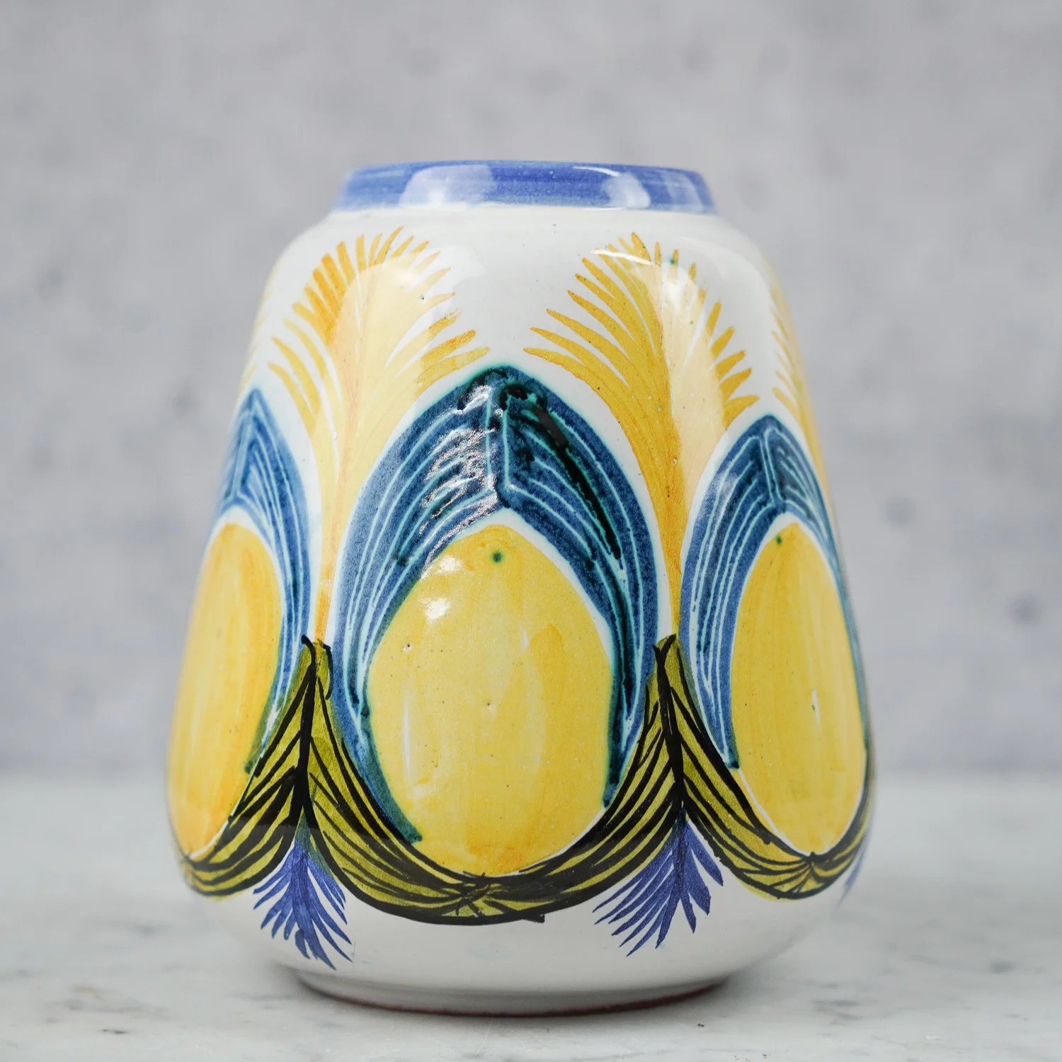 Mid Century Signed Hand Painted Ceramic Scandinavian Vase — Left Coast Revivals