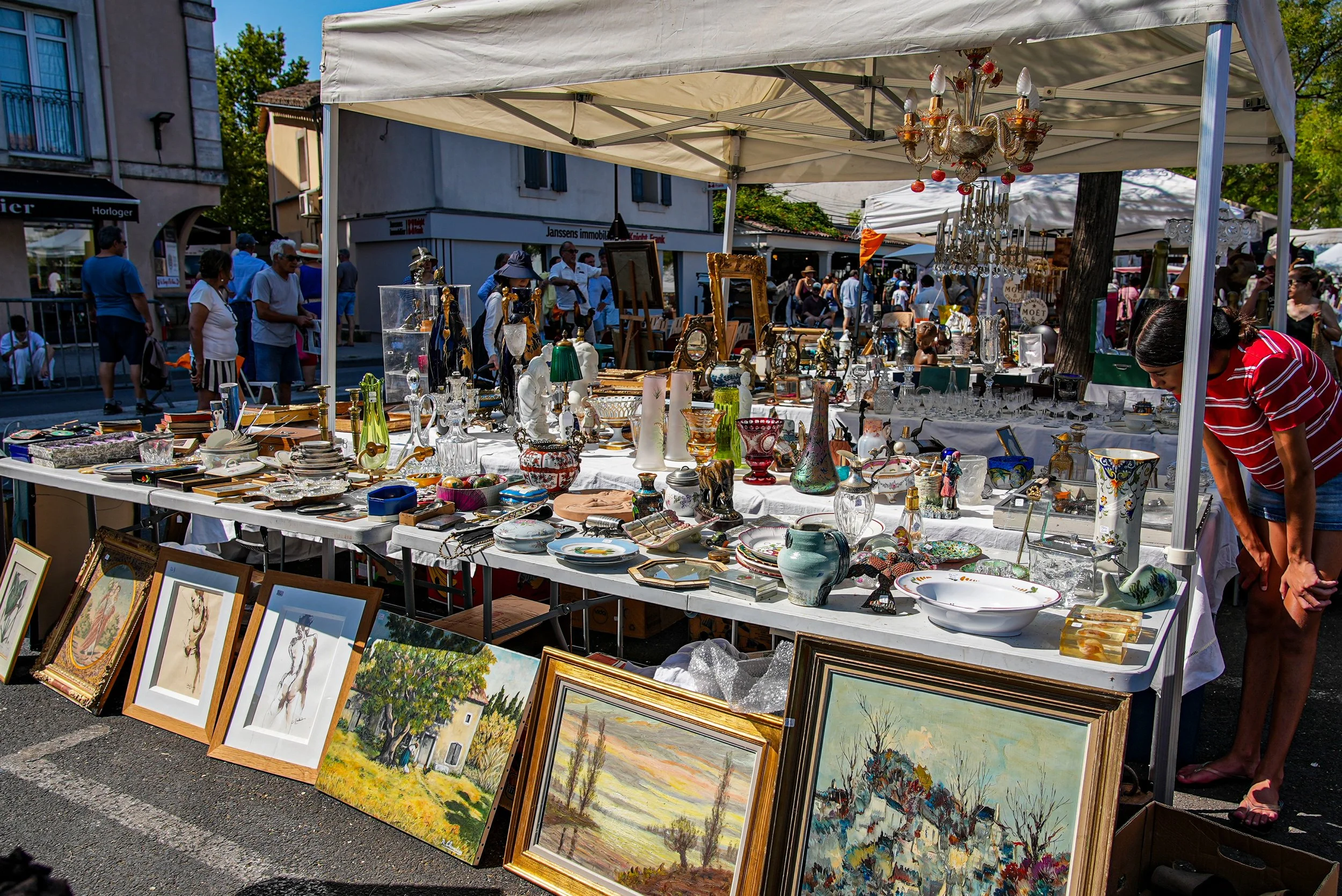 An antiques stall at the market