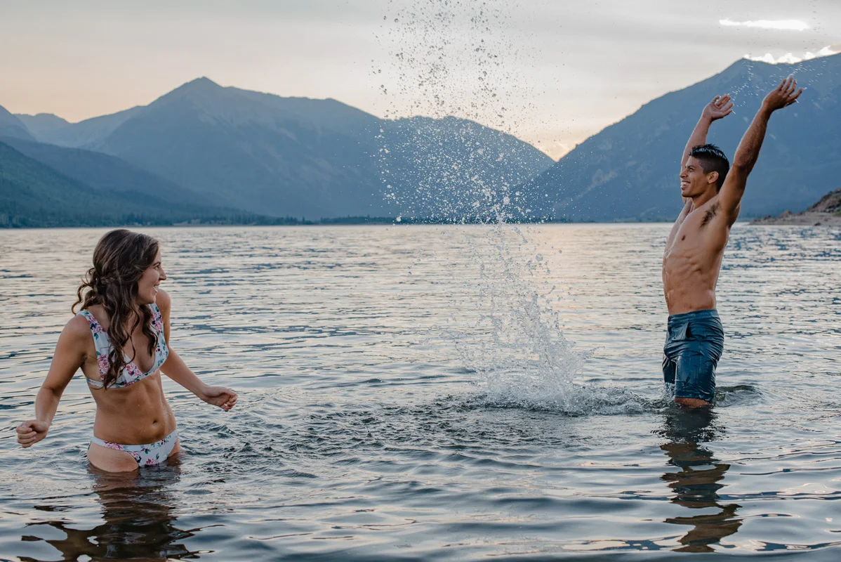 Adventure Mountain Swimming Elopement of Chronically Ill Wedding {Wheel Chair Friendly Adventure Elopement | Swimming on Your Wedding Day | Mountain Elopement Twin Lakes Colorado}