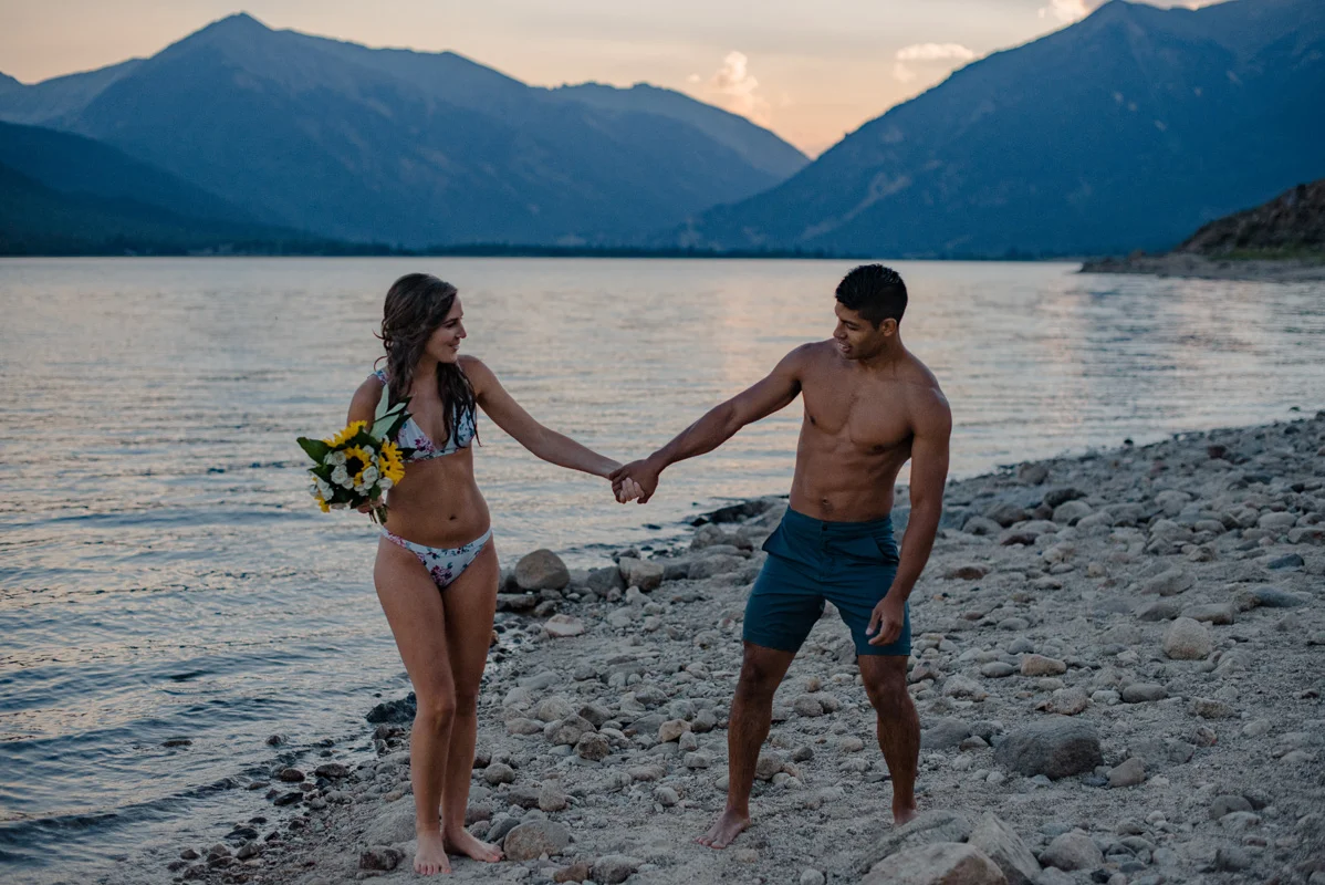 Adventure Mountain Swimming Elopement of Chronically Ill Wedding {Wheel Chair Friendly Adventure Elopement | Swimming on Your Wedding Day | Mountain Elopement Twin Lakes Colorado}