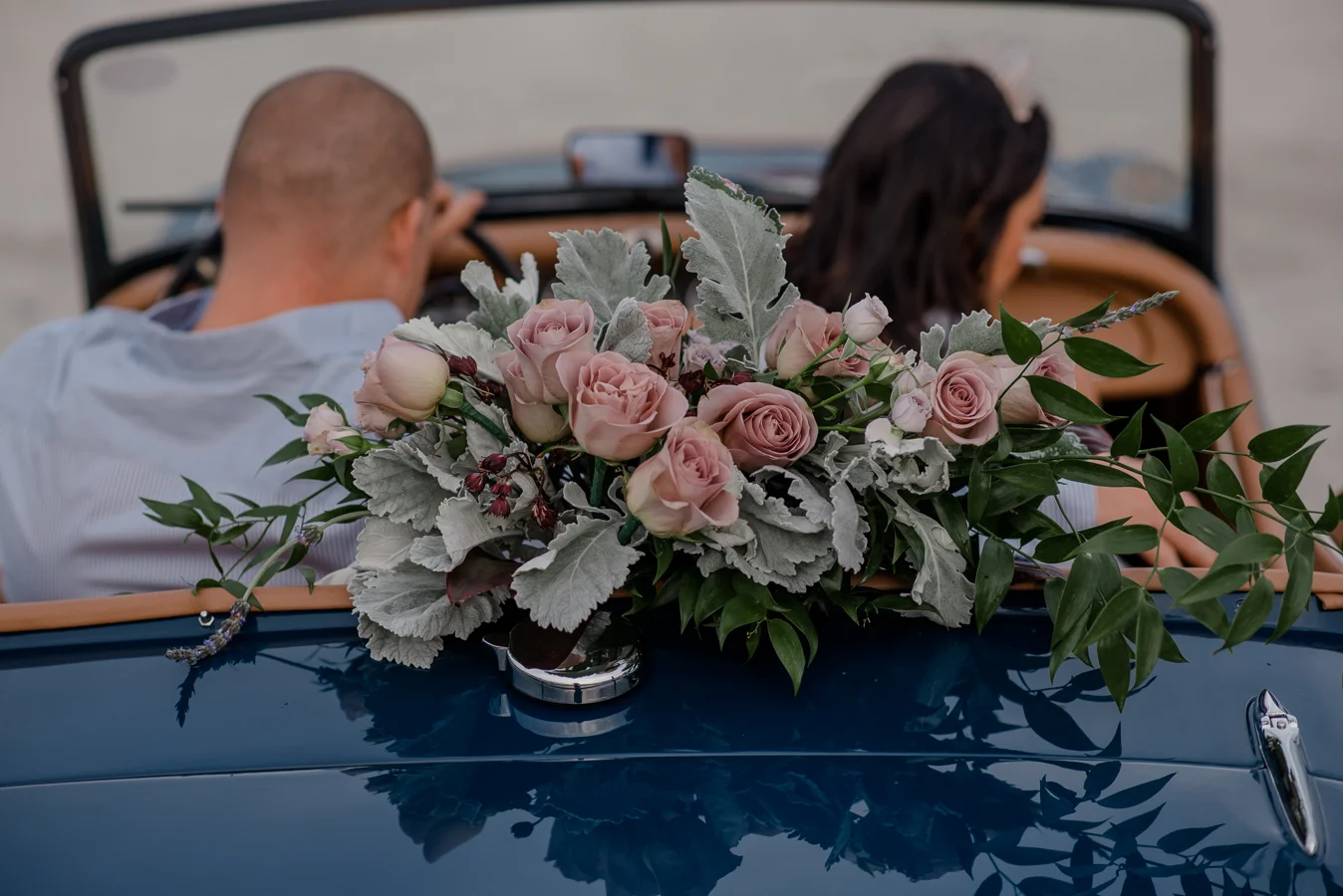 Destination Anniversary Celebration { Folly Beach Charleston, South Carolina Couple Photography | Andrea & Gustavo} | Vintage Car and High Fashion