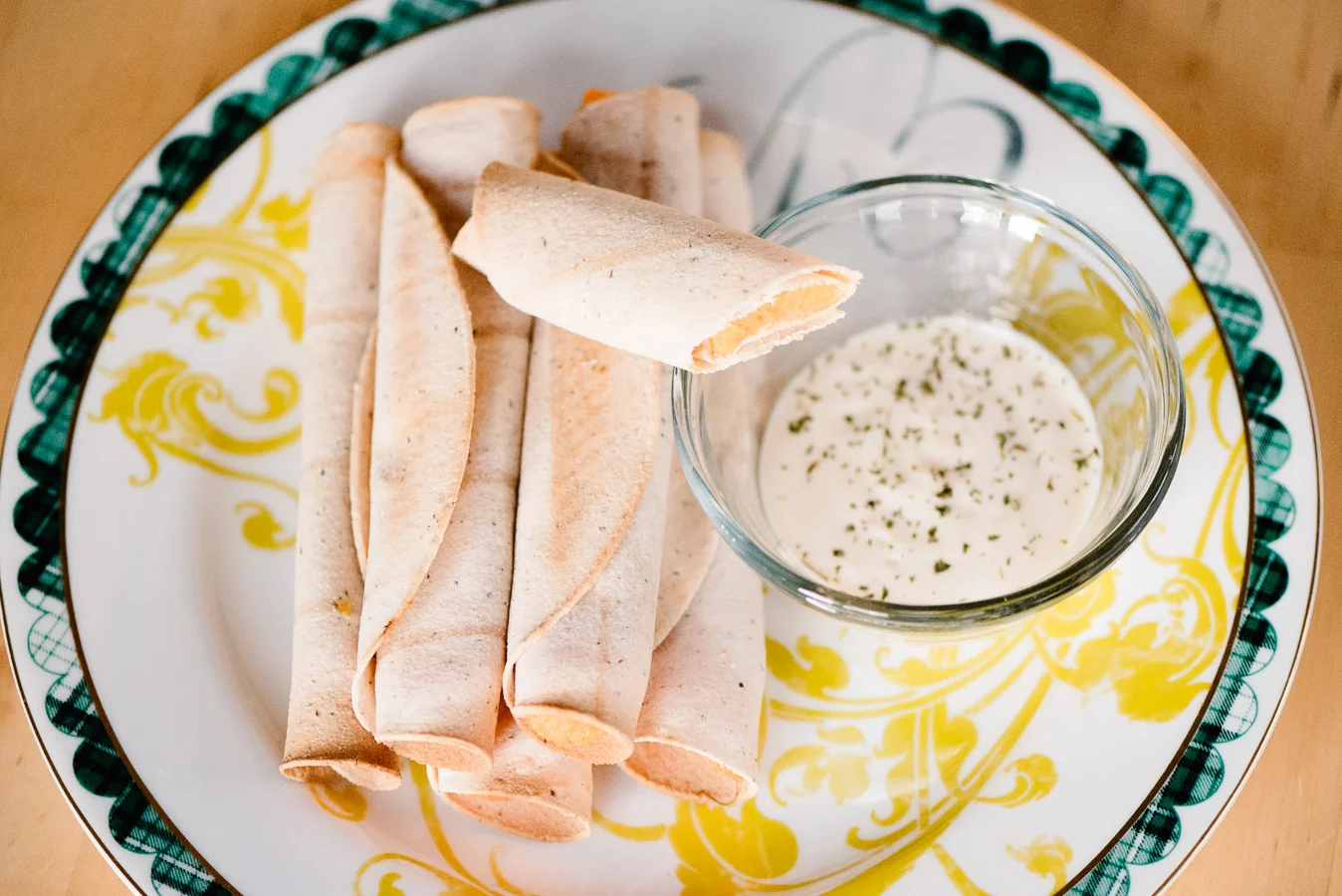 Honey Lime Sweet Potatoes Taquitos with Low Fat Vegan Sour Cream | Low Fat, Medical Medium, Whole 30, Gluten Free, Vegan Dinner Idea | Denver, Mountain Colorado Photographer