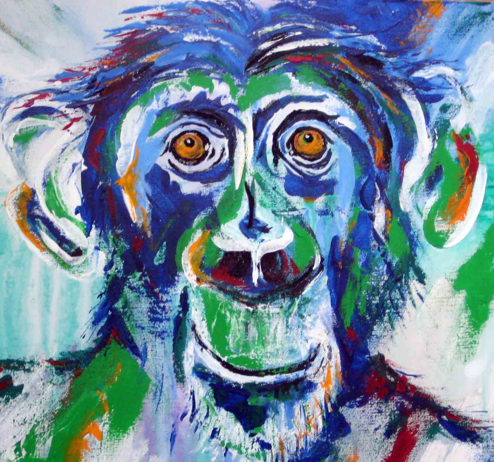 Cousin, Chimpanzee, The Bronx Zoo, New York, USA, Acrylic on canvas, 50 x 50 cm.JPG