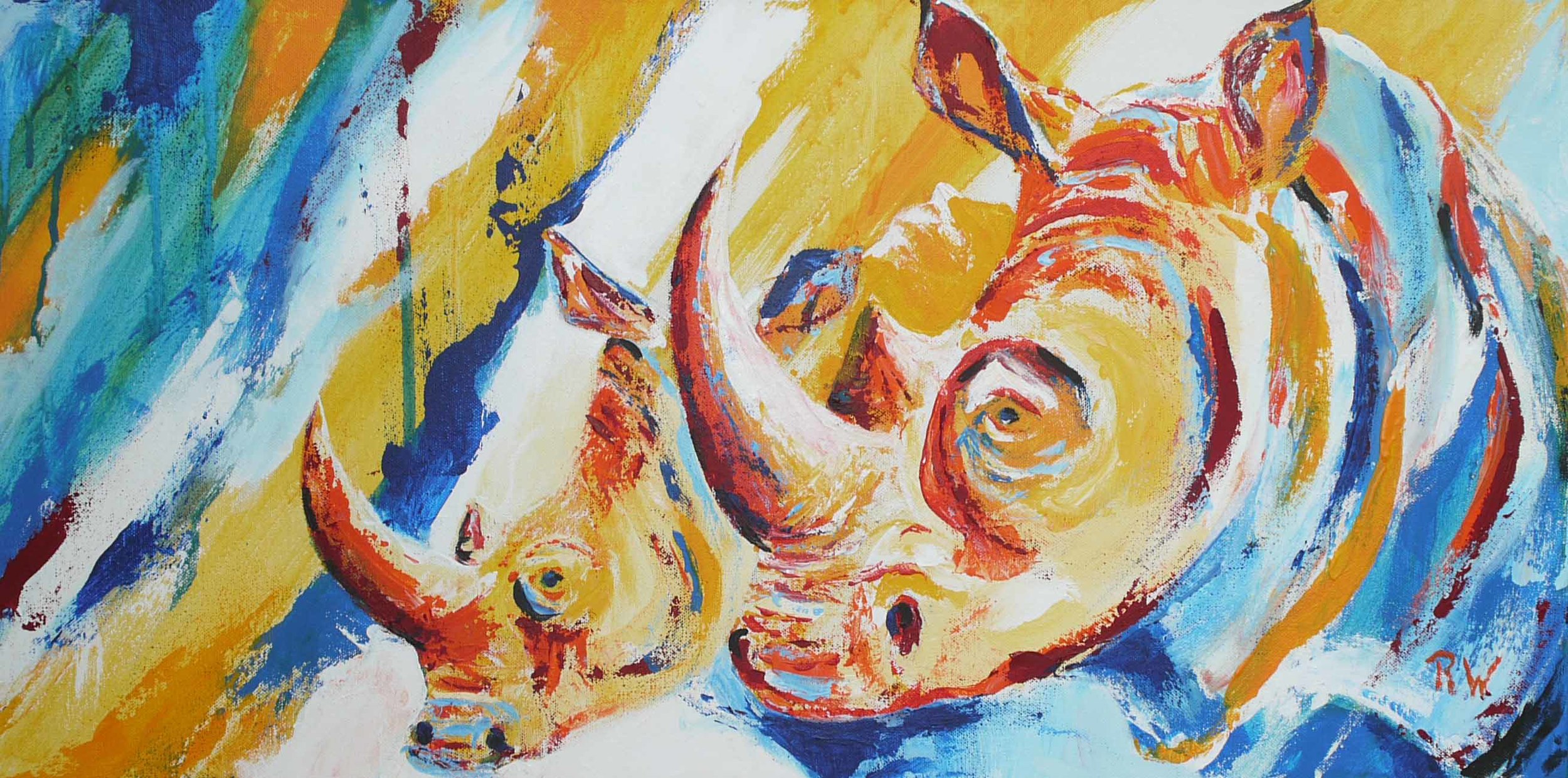 Two Rhinos, Acryl on canvas, 40 x 80 cm.jpg