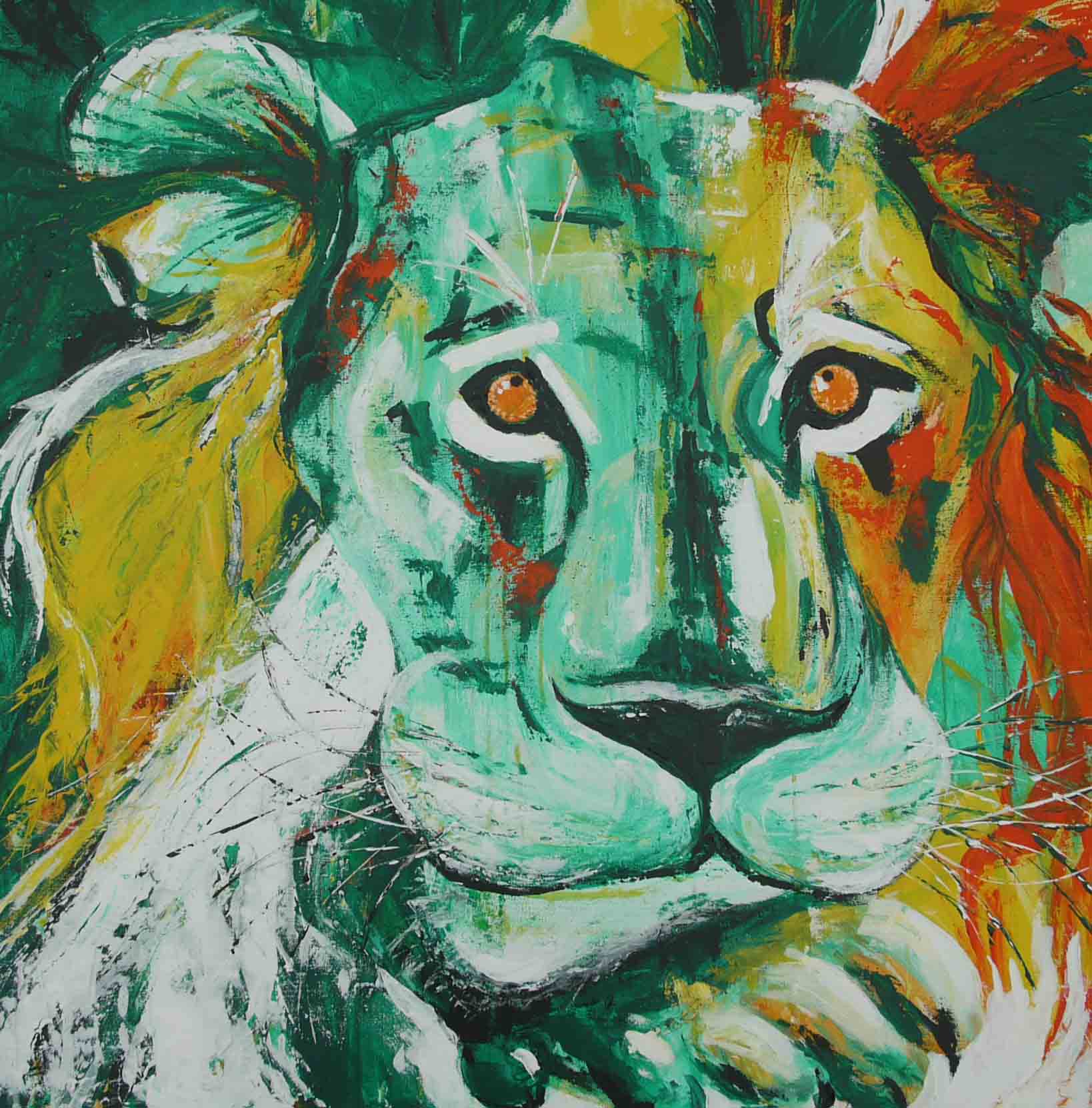 King II, Lion in Serengeti, Acrylic on canvas, 100 x 100 cm.jpg