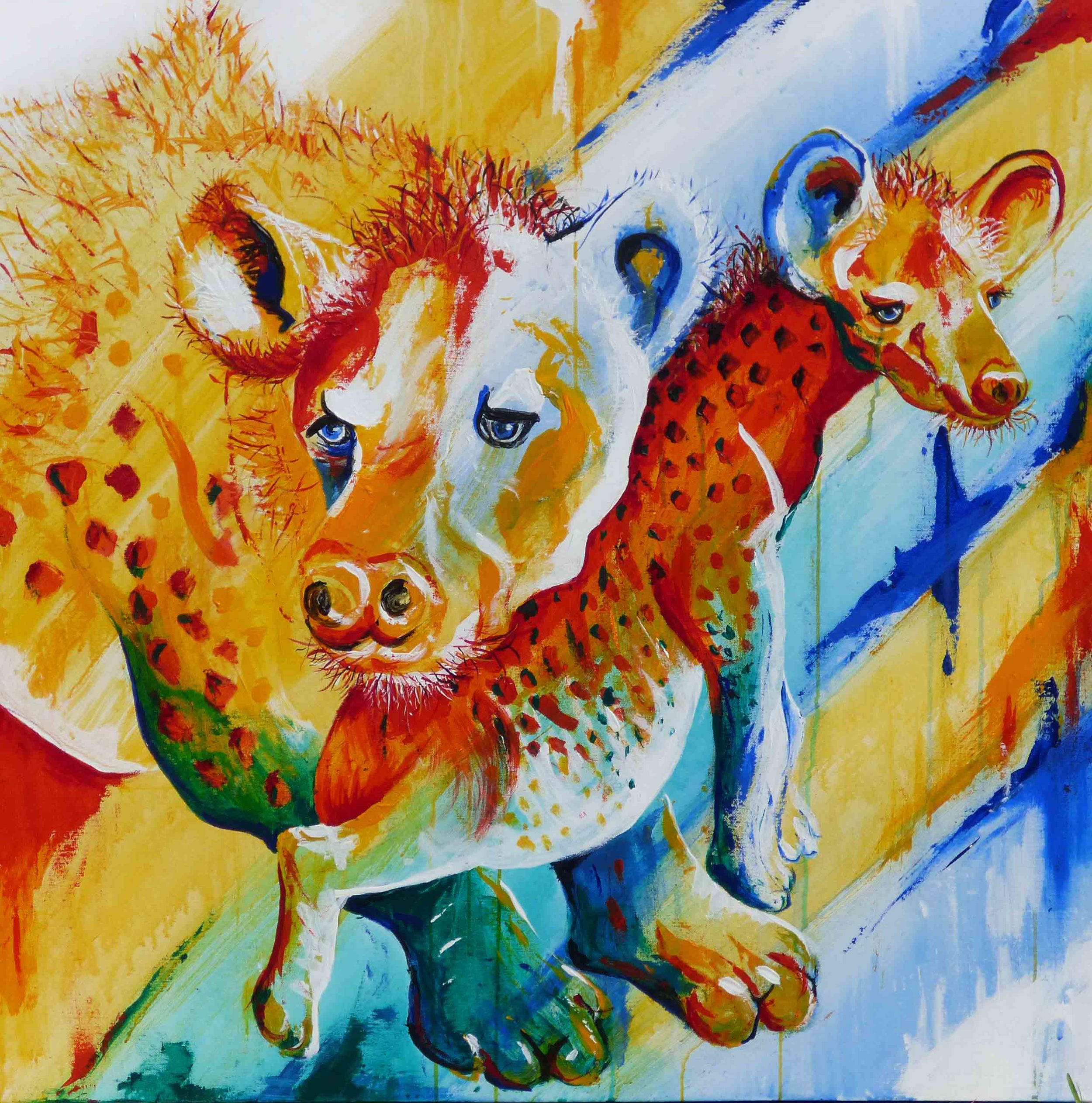 Don't touch my baby - Hyena, 100 x 100 cm, Acrylic on canvas 2014 - Copy.jpg