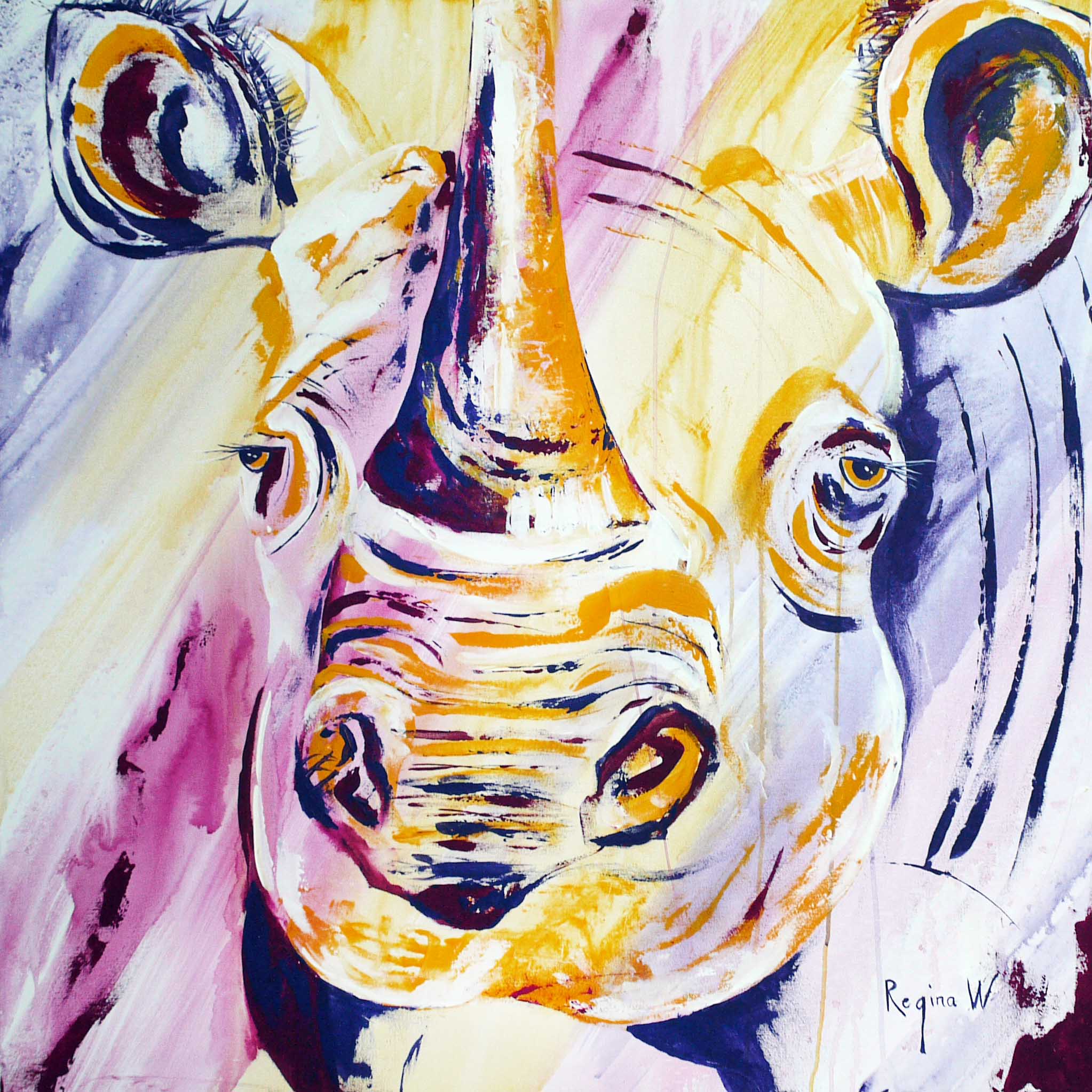 Kangu - Black Rhino North Luangwa 100 x 100 cm Acrylic on canvas 2015.jpg