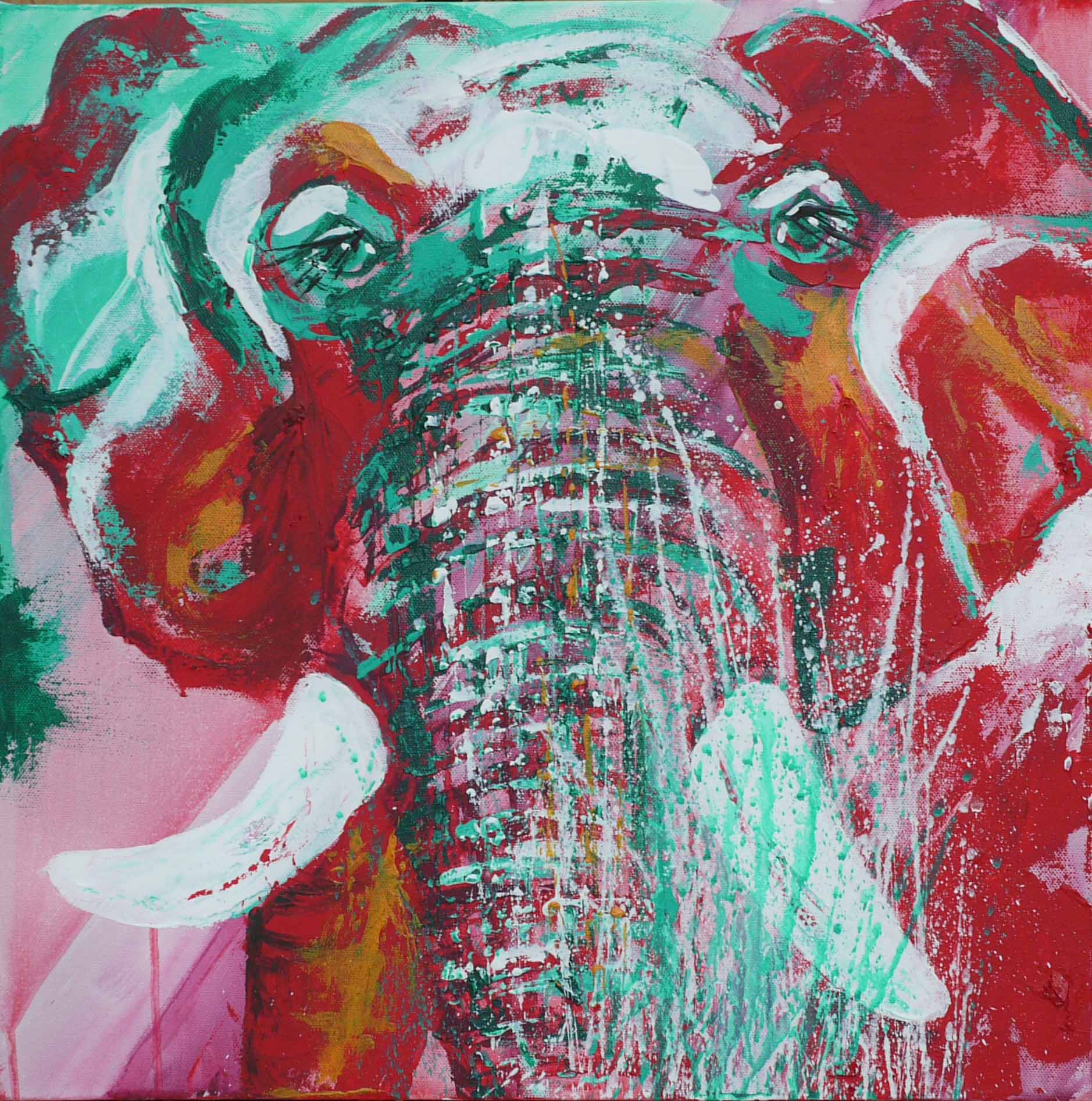 Liwonde Elephant bathing 50 x 50 cm Acrylic on canvas 2015.jpg