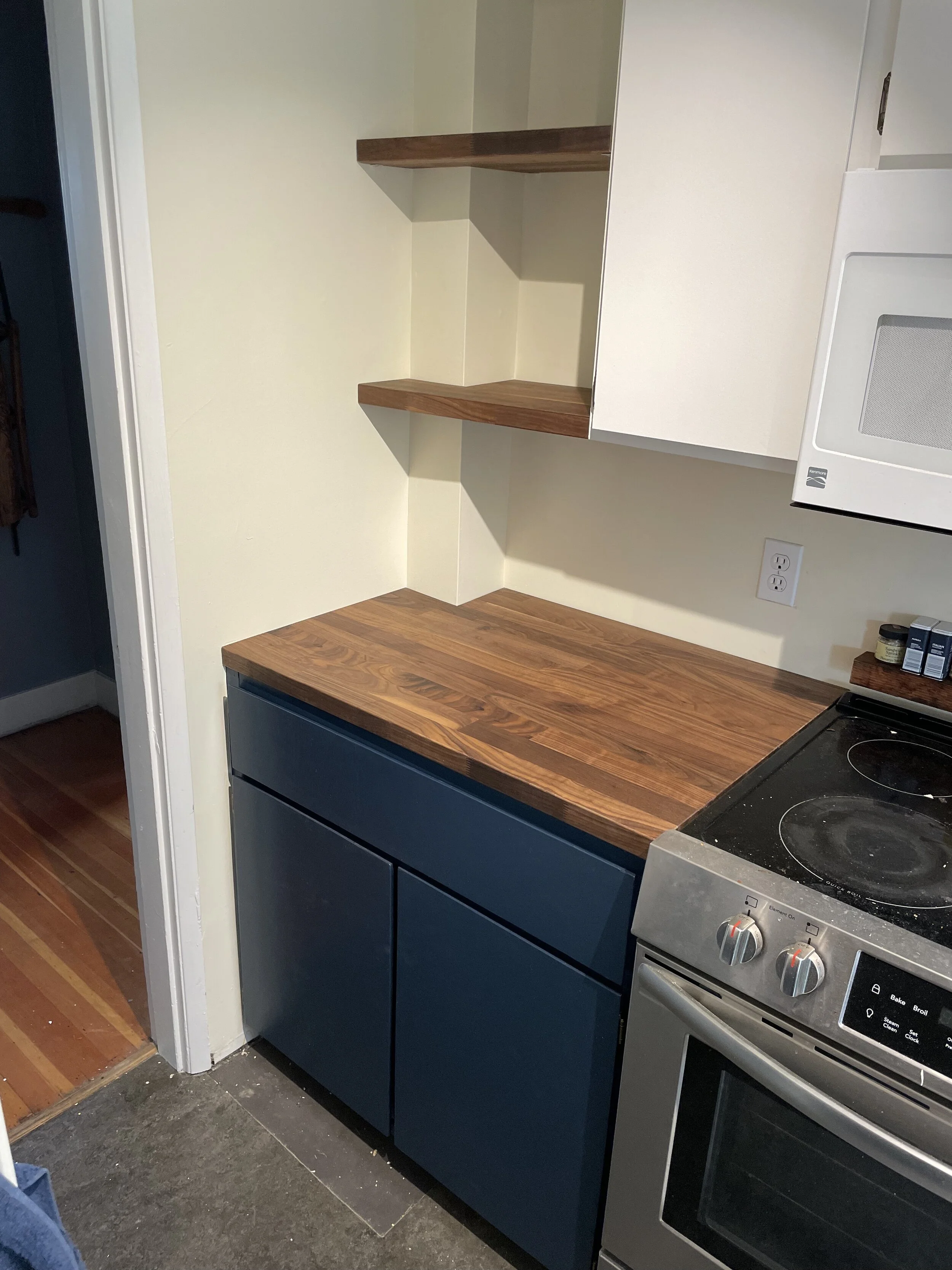 Handmade Cabinet and Floating Shelves