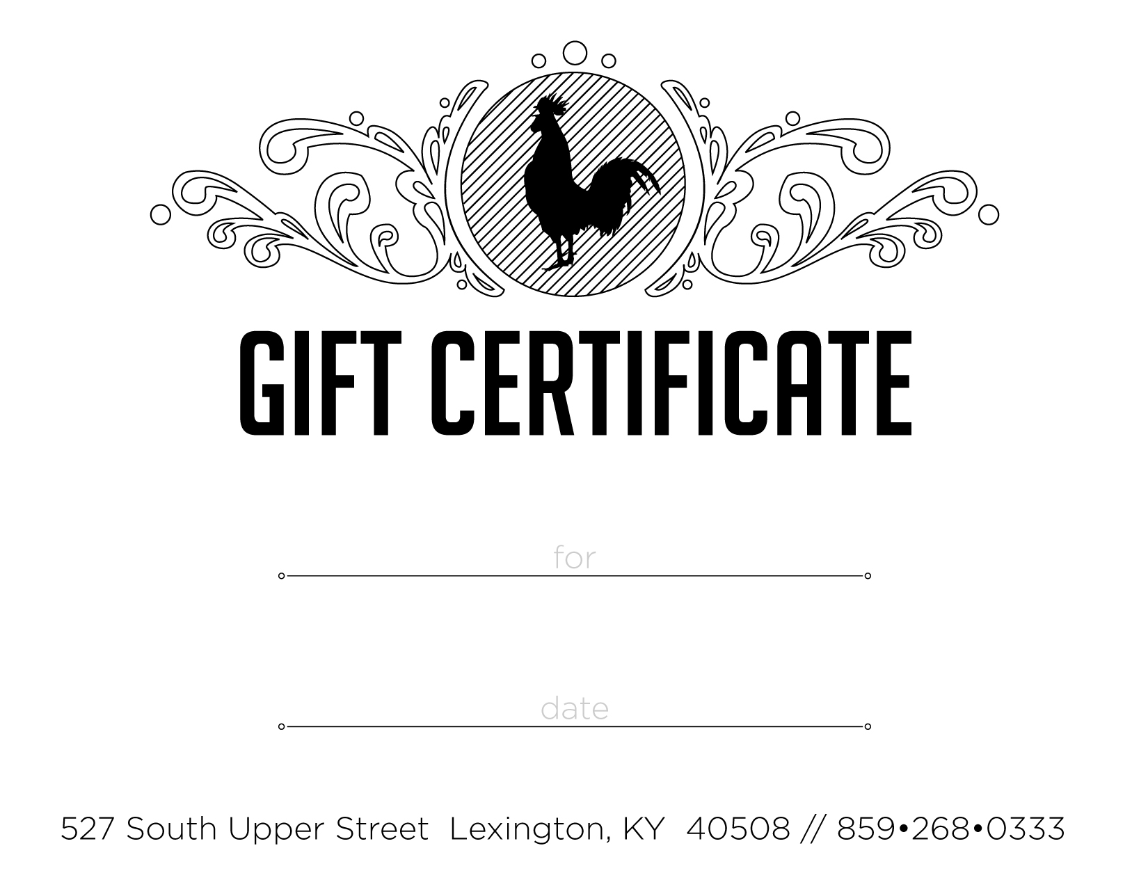 Rooster's Nest Gift Certificate