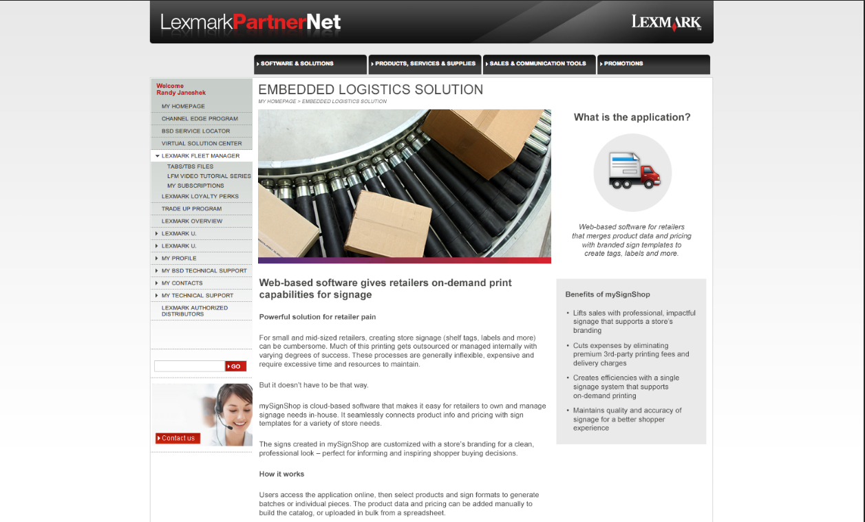 Embedded Logistics Solution Landing Page