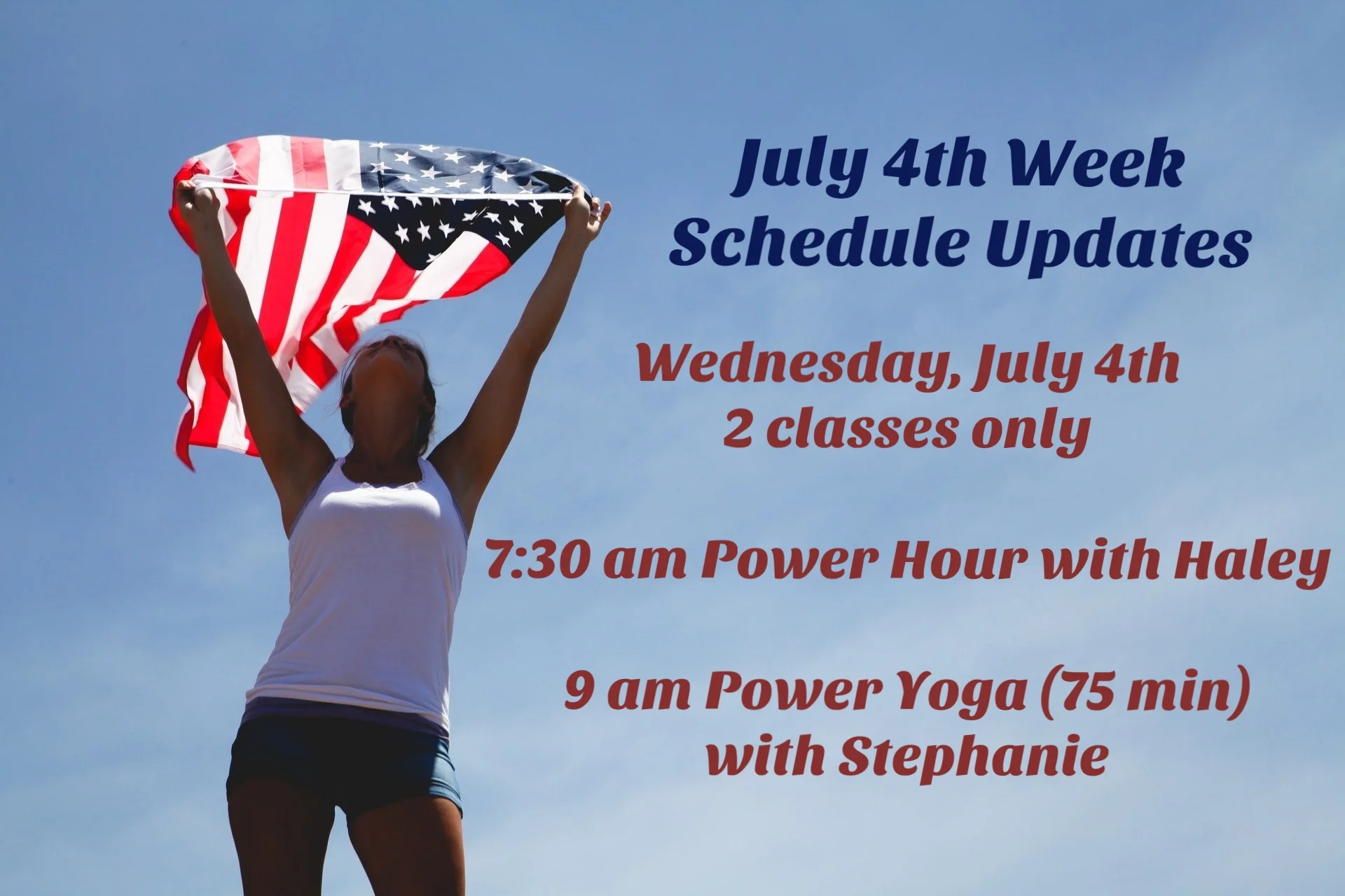 Schedule Update July 3rd - July 5th 