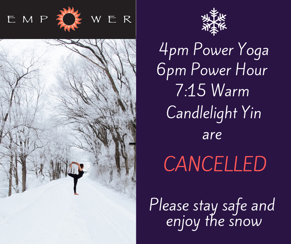 Afternoon/Evening Classes are CANCELED on Tuesday, February 12th