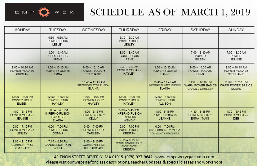 Spring Schedule