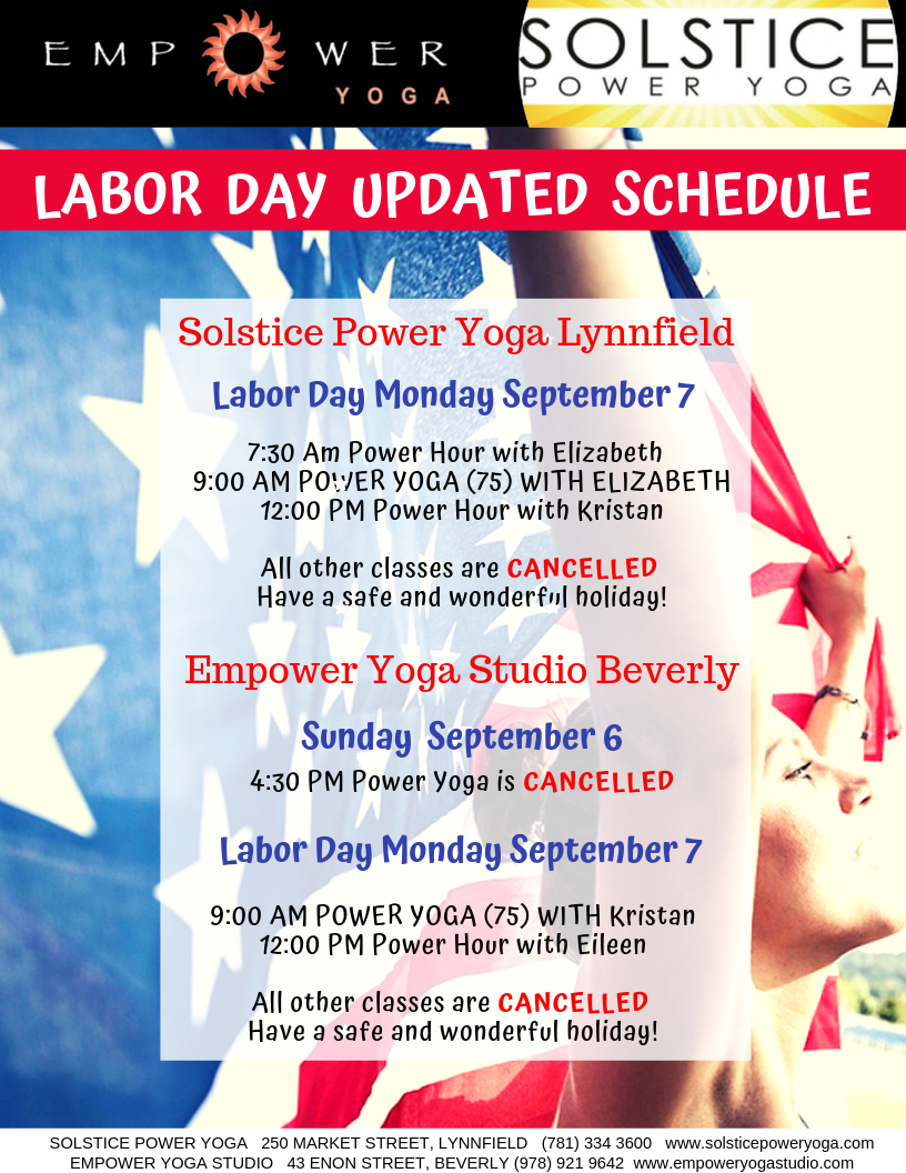 Labor Day Weekend Schedule