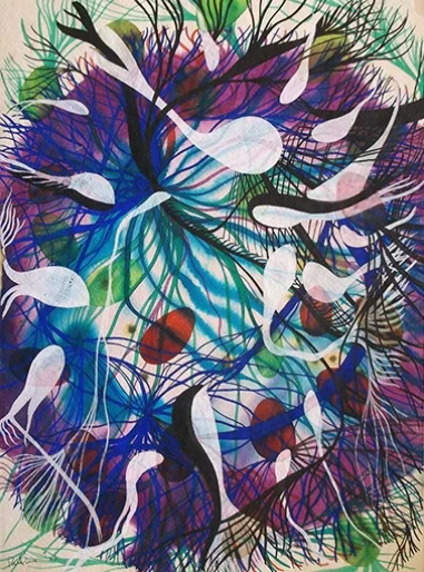 Untitled, 1953, Watercolor and Ink, 17"x11.75"
