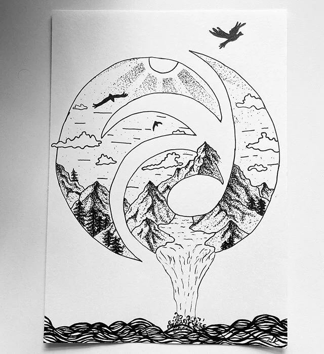 First commission in a long time! Thanks for your donation to @first_descents, helping those impacted by cancer get into outdoor adventures. #blackandwhitedrawing #penart #ballpointpen #illustration #blackworknowillustrations @blackworknow #drawfordon