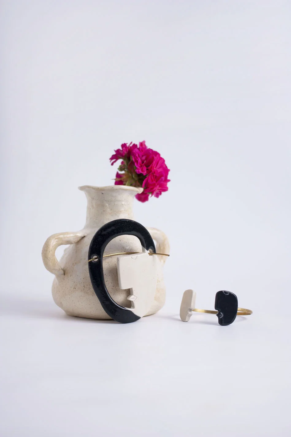 Face barrette and bracelet Ceramic+ brass