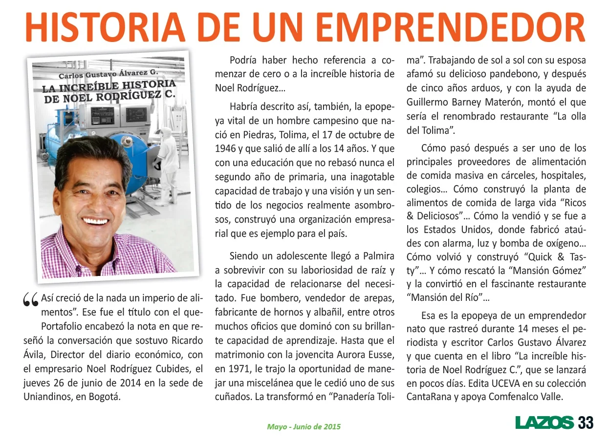 Comfenalco, Revista Lazos, Edición de Mayo-Junio de 2015, Página 33.