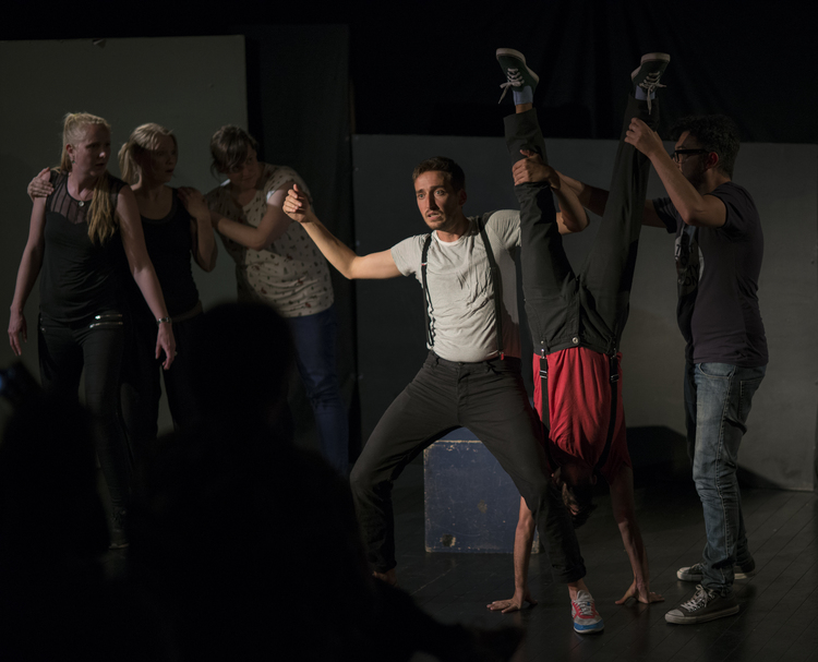 One of the teams performing a wacky, but wonderful sketch. Photo: Boris Ka