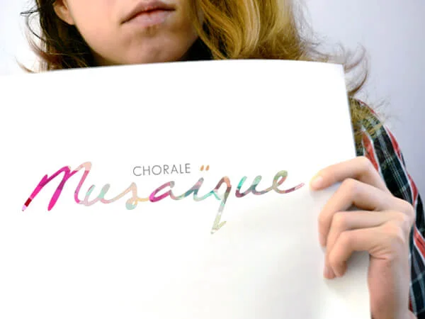 Be part of the music It was important for new choir-kid-in-town Chorale Musaïque to reflect the diversity of its members, in song and in how they wanted to brand themselves. A successful brainstorming session with the all-female choir resulted in a brand identity that was as lyrical and fluid as they were! The hand-scripted typeface felt human, natural and timeless from the get-go. But it was the colourful mosaic application we introduced – and its limitless possibilities – that won them over. musaique.ca