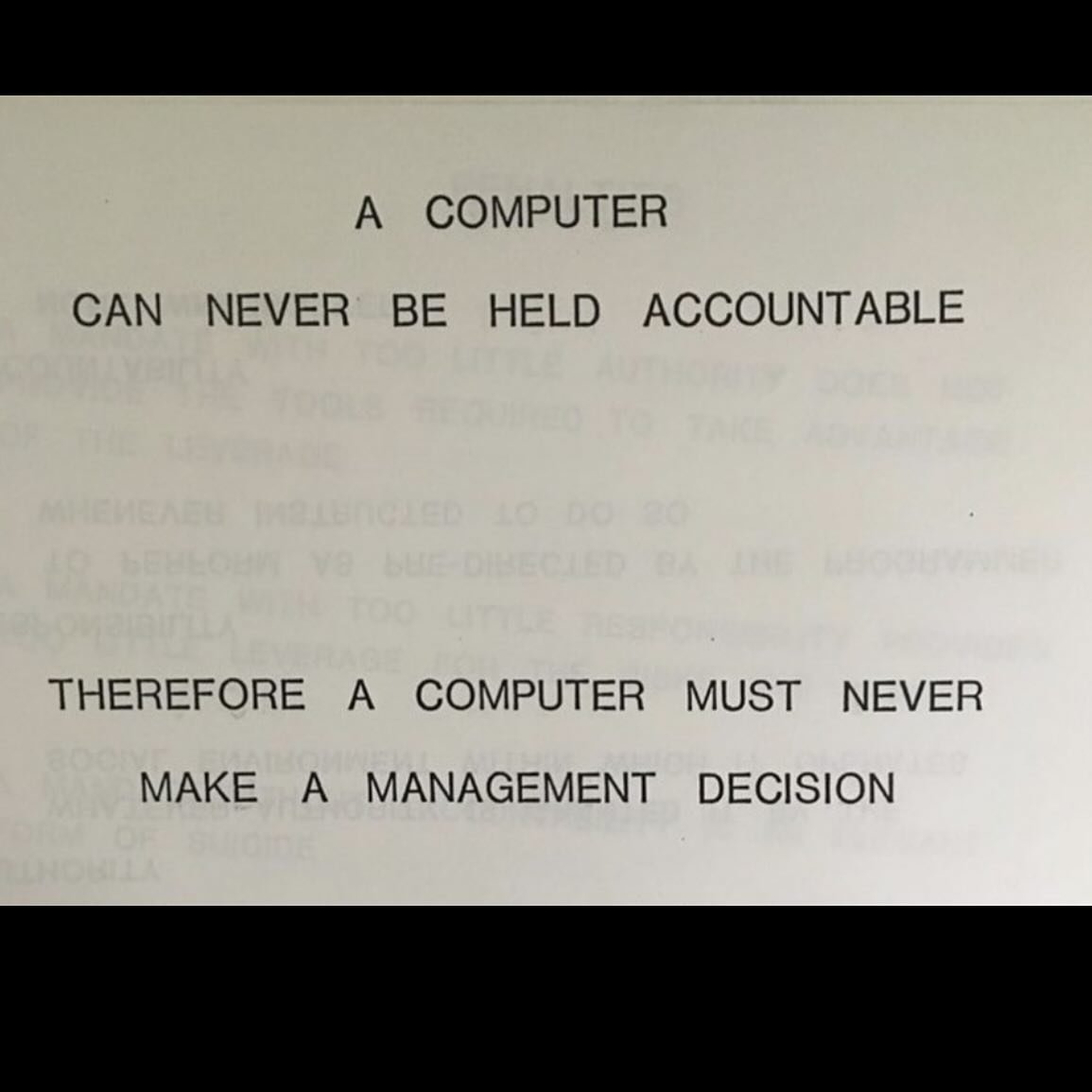 from #IBM 1979. An admonition.