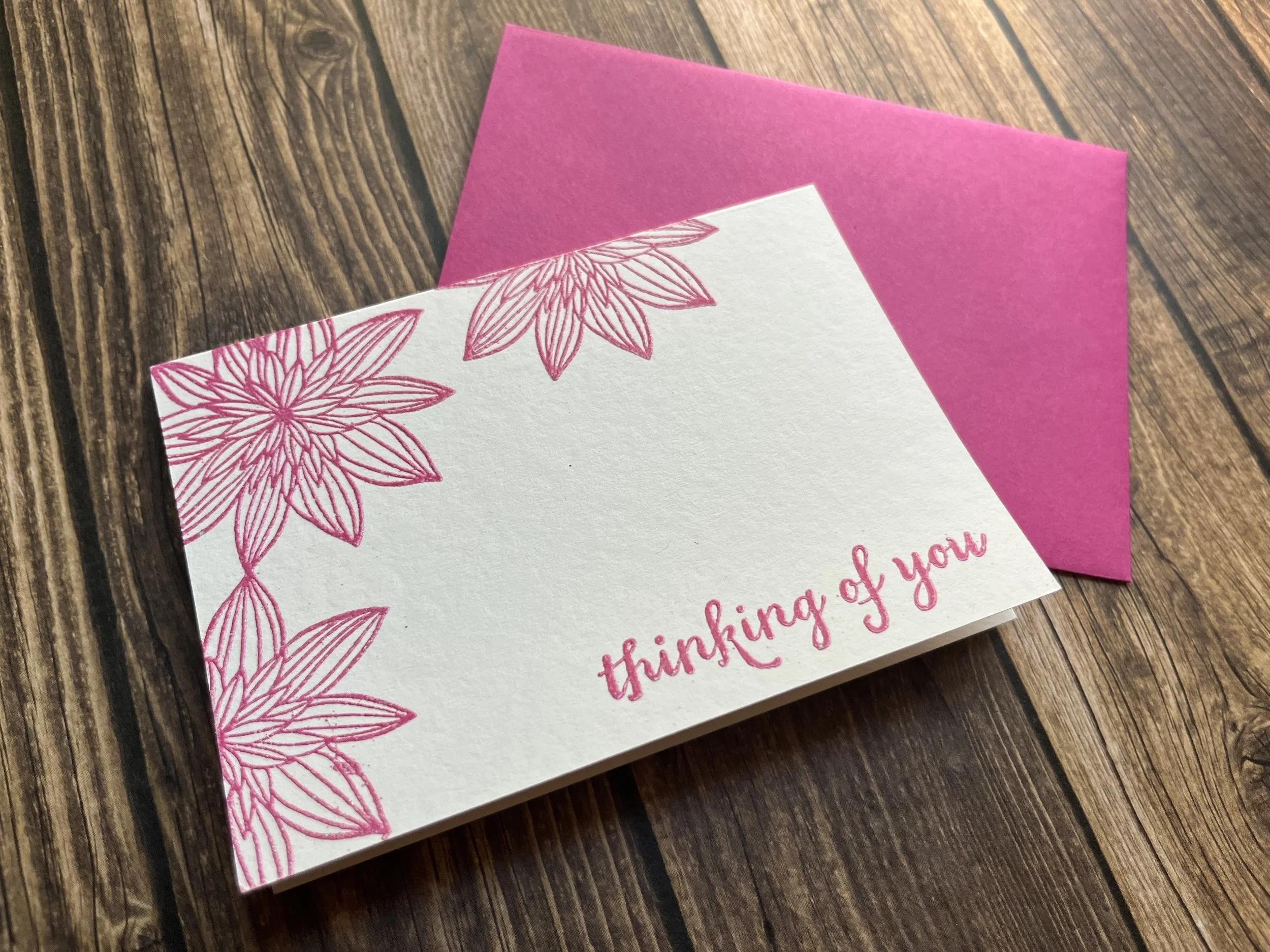 trio of night flowers thinking of you card
