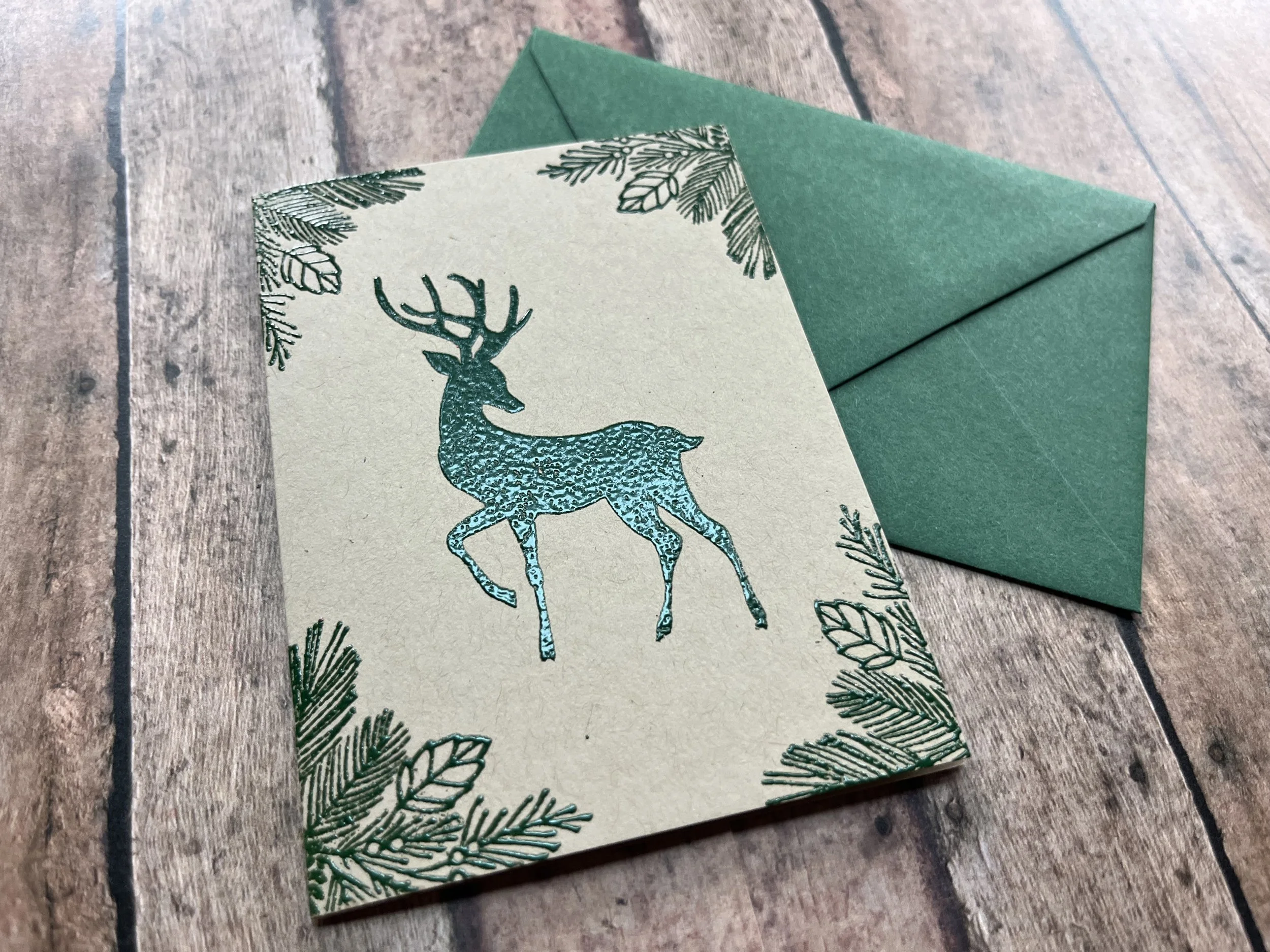graceful reindeer card - emerald on kraft - 2.jpg