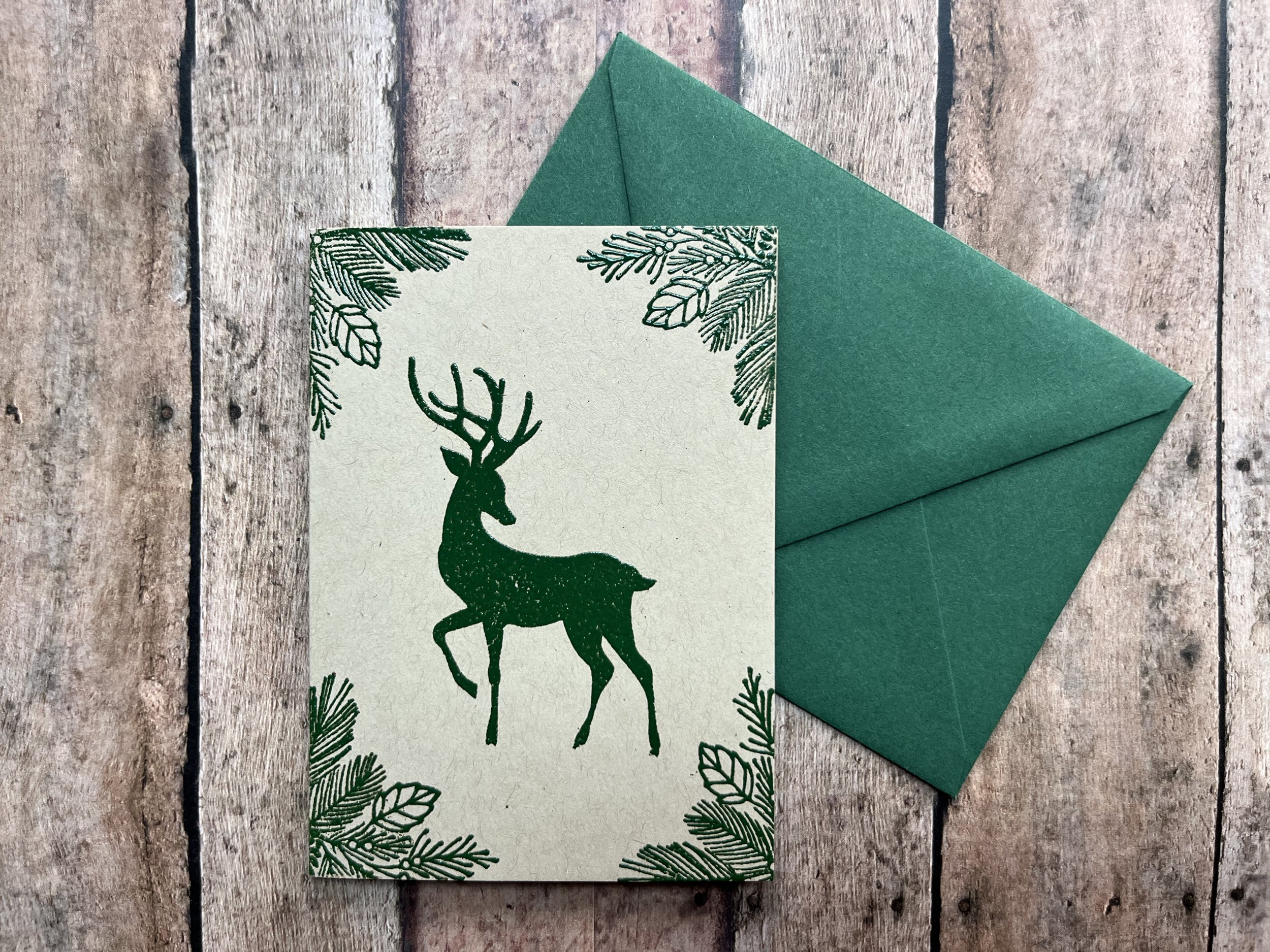 graceful reindeer card - emerald on kraft - 1.jpg