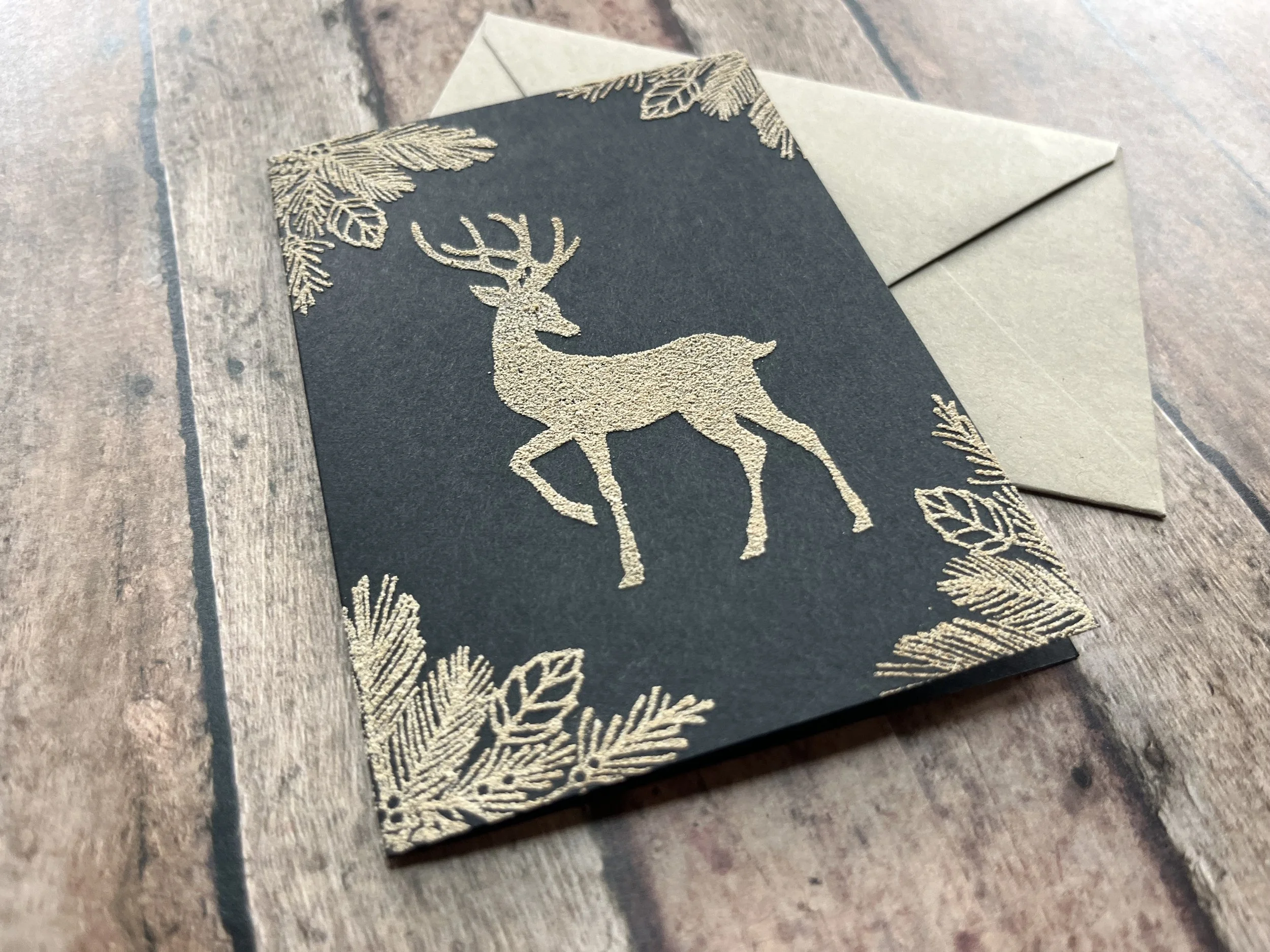 graceful reindeer card - khaki on black - 1.jpg