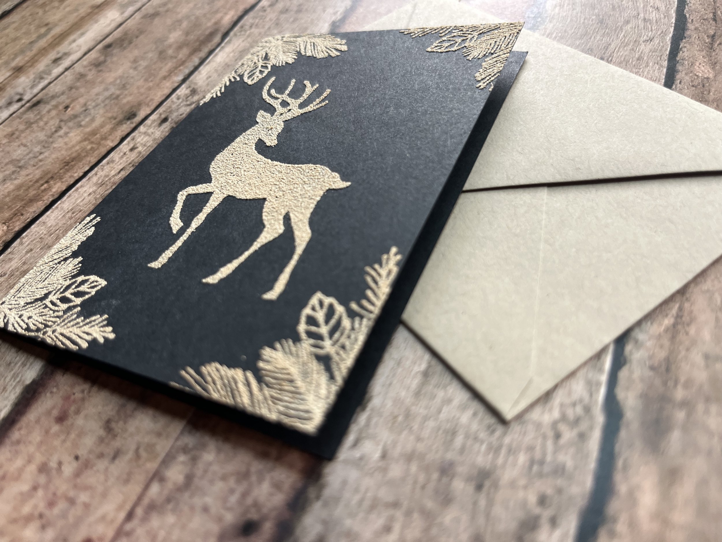 graceful reindeer card - khaki on black - 2.jpg
