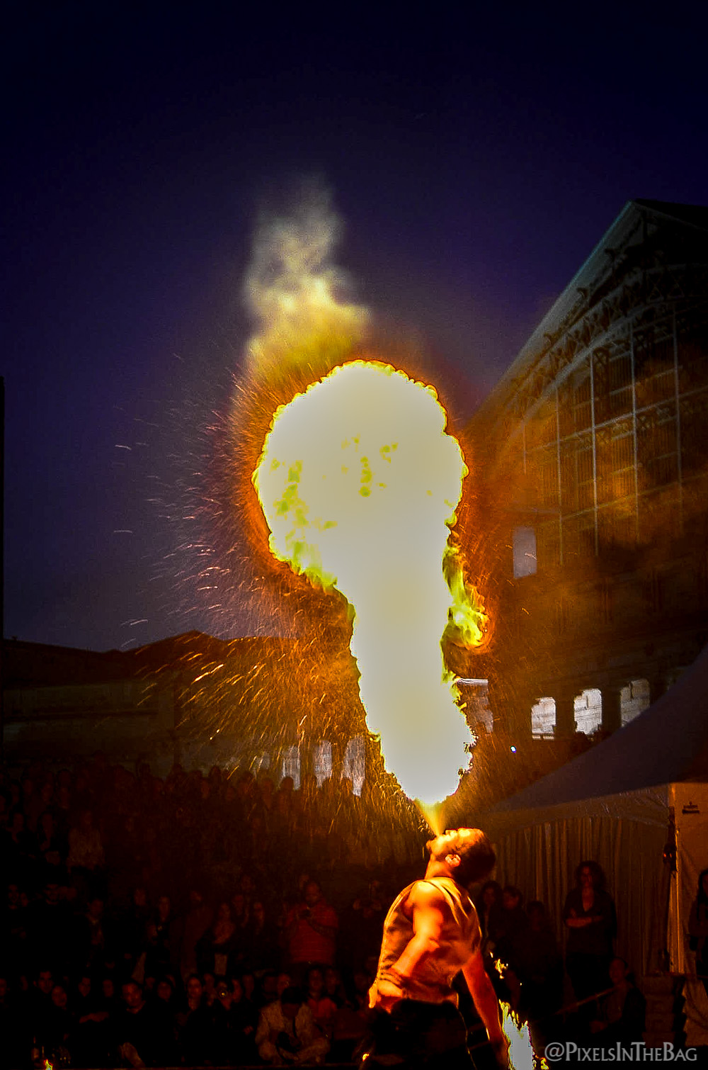 Fire spitter at the Fete de la Musique.