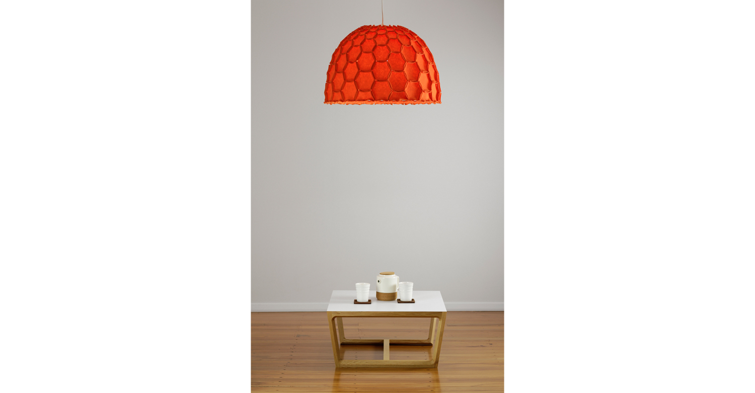 Nectar large half lampshade orange with chamfer coffee table - Designer Designtree.jpg