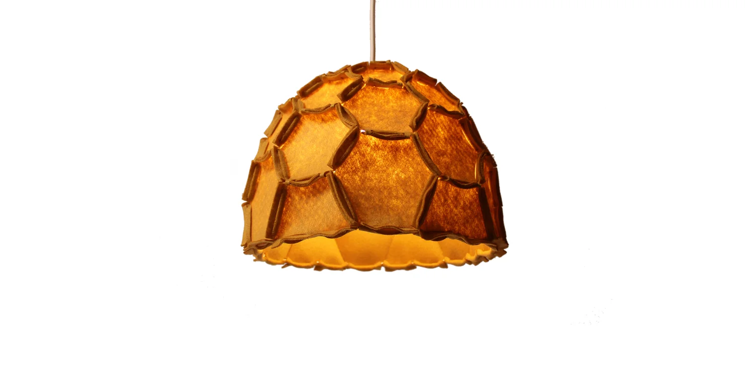 Nectar lampshade Half mustard - Designer Rebecca Asquith.jpg