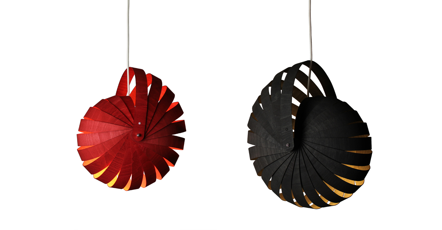 Nautilus lampshade small red & med black white background - Designer Designtree.jpg