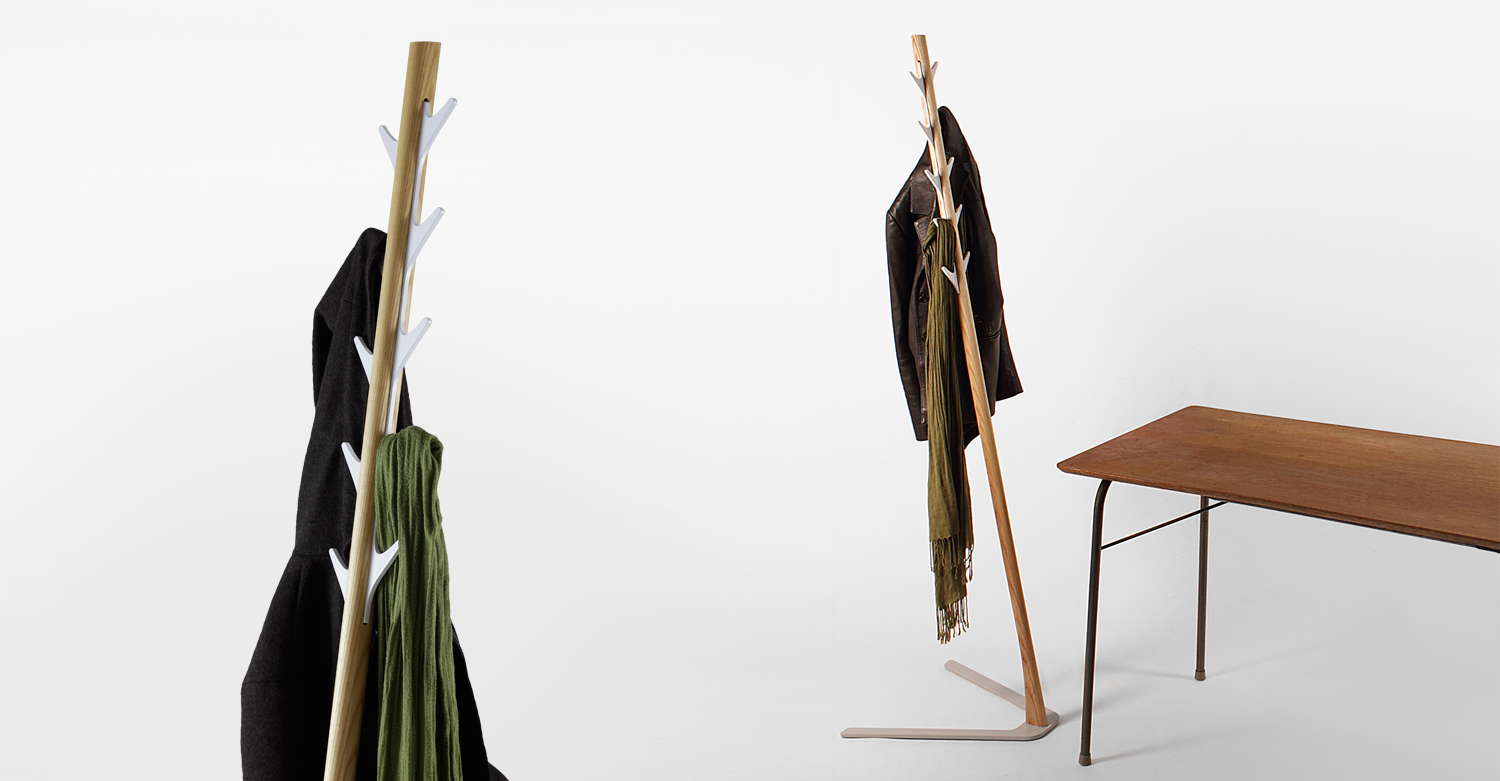 Frankie Coat Stand insitu with table and detail - Designer Designtree.jpg