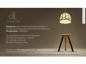 Exhibition / installation at Designmade Wellington  What to do with a stack of handle-less umbrellas, a small concrete corridor and a couple of days drinking Designmade&rsquo;s super strong coffee? Come and see the latest installation of Designtree’s products at  Designmade  in central Wellington and check out what we’re up to. The exhibition opens Monday 2nd July for 4 weeks. We’ll be in-store at 10am on opening day for a chin wag if you’d like to come and visit us.  Designmade is open for trade customers 9-5 weekdays, 23 Marion Street, Te Aro, Wellington, New Zealand, Phone:04 496 8450