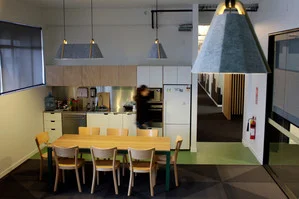 Sleep Wake Research Centre   The lovely folks at  Athfield Architects  used some of our  Frankie Pendant Lamps  in their recent fit-out of the Sleep Wake Research Centre at Massey University in Wellington.  Preferring the black cable over the red, the lamps compliment the client&rsquo;s colour choices in the space.  The accoustic qualities of the lamps will help to reduce echo and noise in the rooms  - very important when you want to sleep!  Thank you Athfield Architects, Backhouse Interiors and the Staff at Sleep Wake Research Centre.  