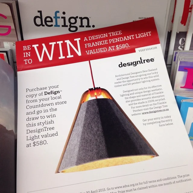 Win a Designtree Frankie Pendant with Defign Magazine.  Pick up your copy of Defign to enter. #defignmagazine #frankiependant #designtree #architecturaldesignersnewzealand