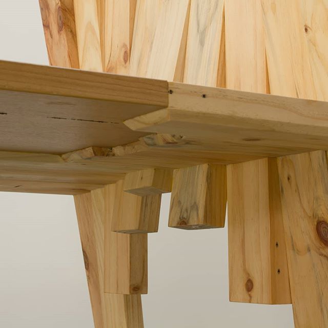 Underside of Rise Again Table, mashup of old office furniture and pallet timber.