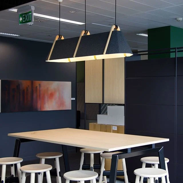 The gorgeous #design of the Auckland Tourism, Events, and Economic Development offices in Central #Auckland features the Frankie #Pendant in their #quiet, and #kitchen spaces.