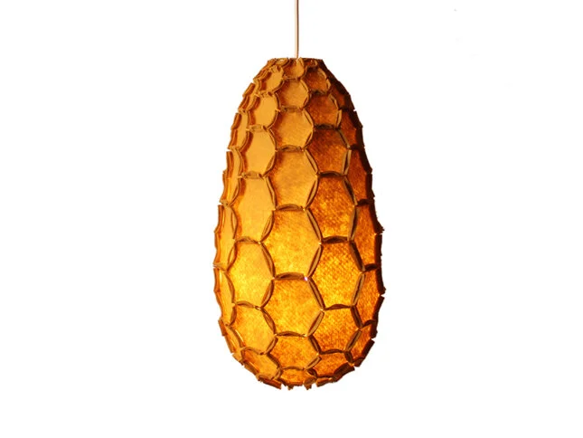 Nectar lampshade Full mustard - Designer Rebecca Asquith.jpg