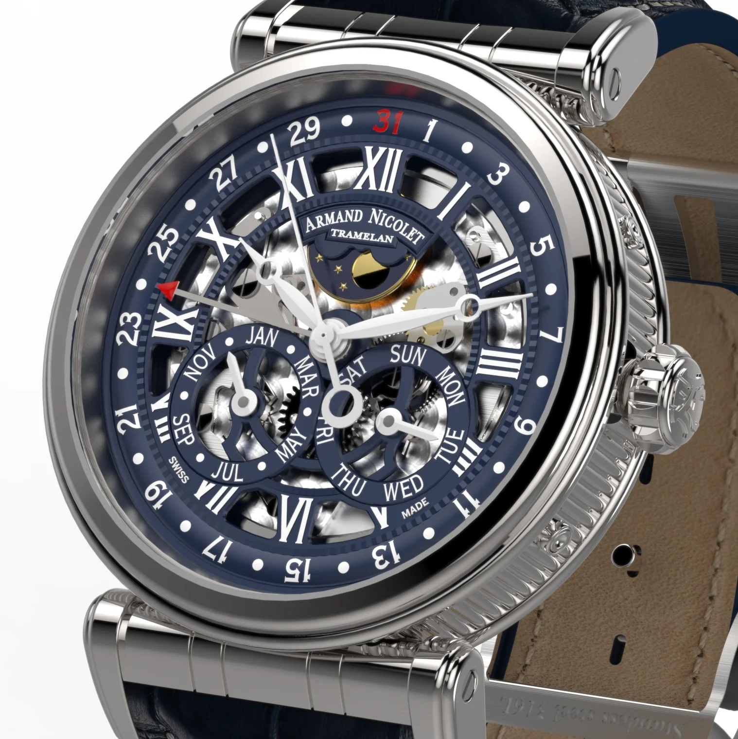 Armand Nicolet Arc Royal Complete Calendar A422AAA-BU-P974BU2