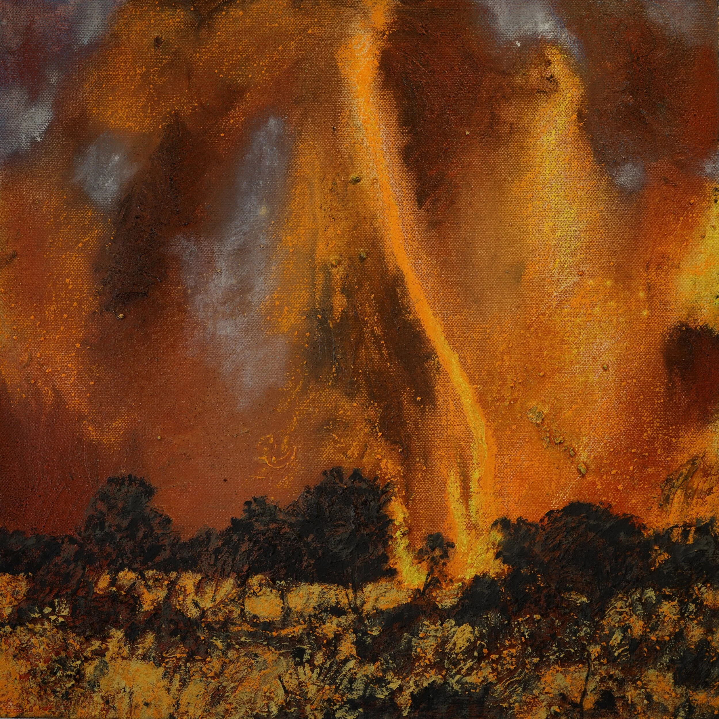 Mandy Martin, "Firestorm, Mt Connor 3", 2015, Pigment, oil and linen, 100 x 100 cm