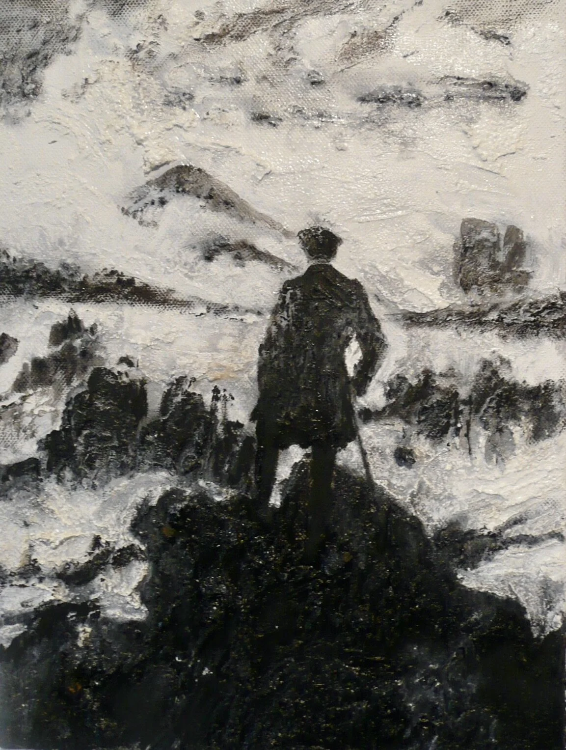 Mandy Martin, "Wanderers in the Desert of the Real, After Caspar David Freidrich", 2009, Pigment, oil on linen, 40 x 30 cm 