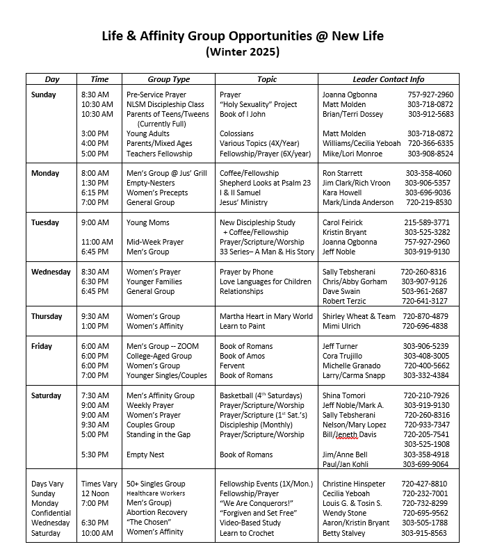 Life Groups — New Life Community Church