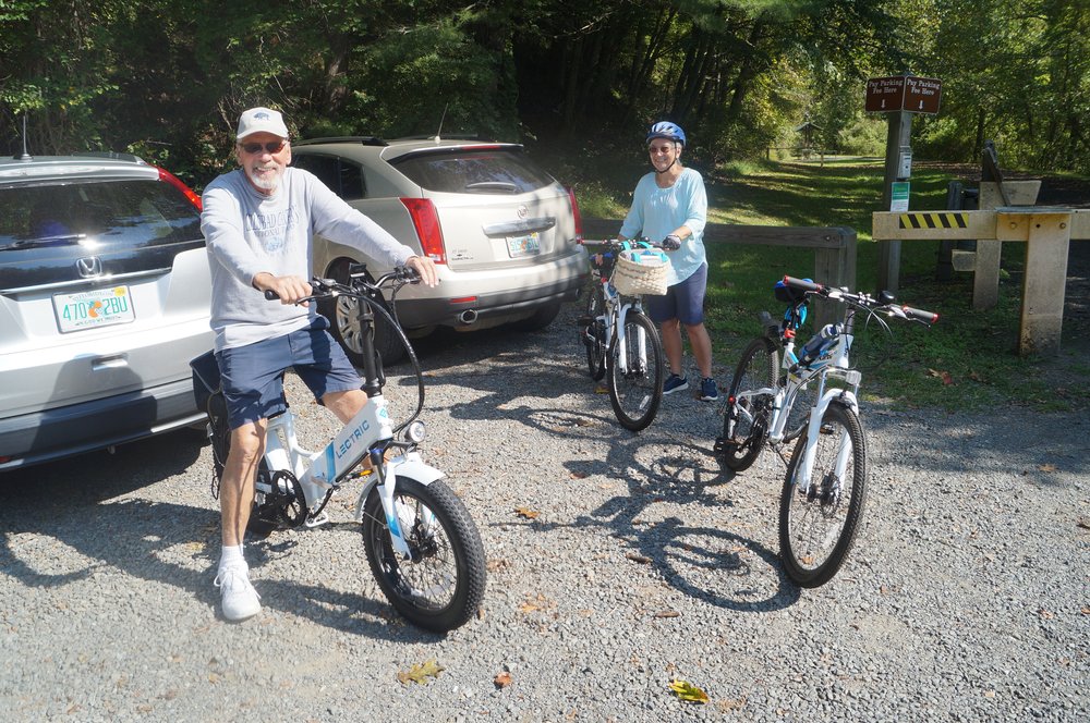 Our friend Mark, on his 20 inch folding bike